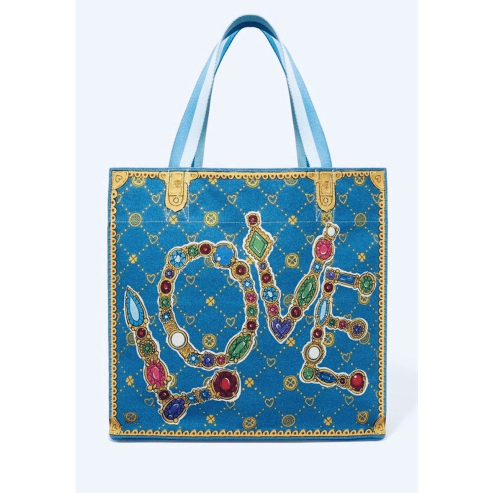 Brighton LOVE Glittering Holiday Limited Edition Large Canvas Tote Bag NWT - Picture 1 of 16